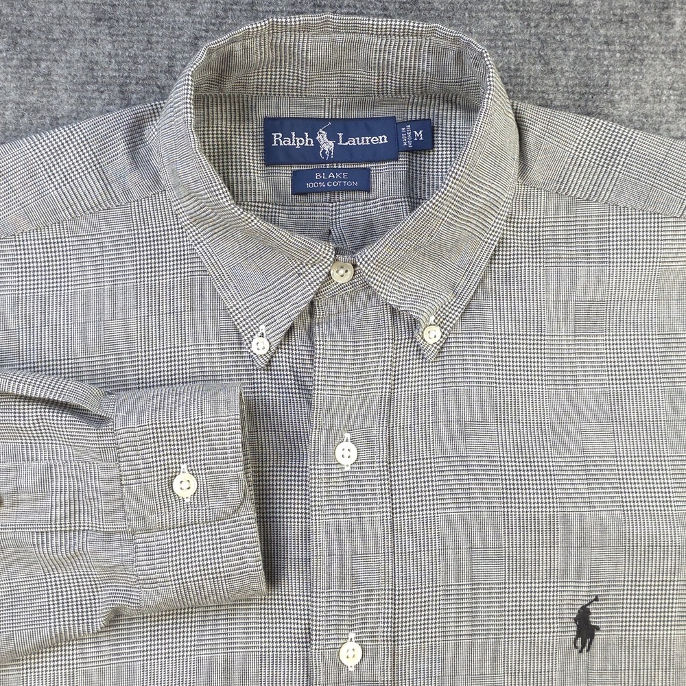 Ralph Lauren‎ Blake Shirt Gray Houndstooth Check Long Sleeve Button Down Cotton